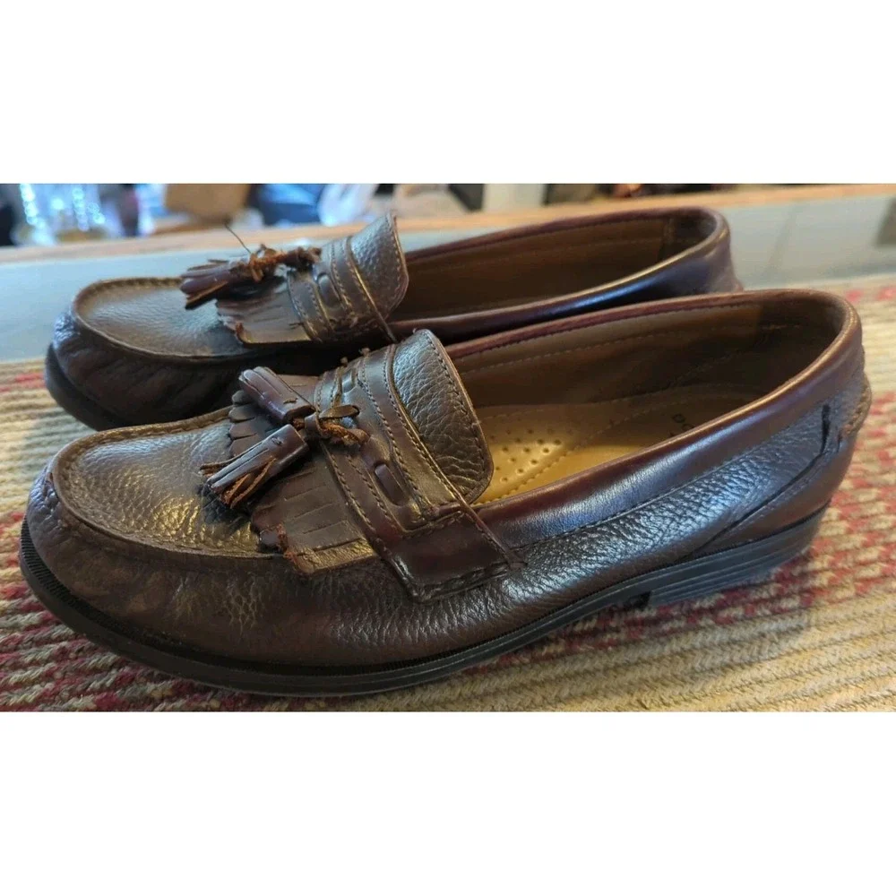 Dockers‎ Men's 9M Brown Leather Dress Casual Tassel Slipon Loafer Shoe